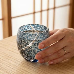 切子グラス おちょこ 菊つなぎ インクブルー ...の詳細画像2