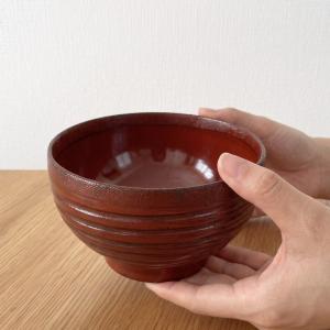 丼 木製 どんぶり ロクロ 布張 根来 漆塗り...の詳細画像1