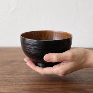 お椀 木製 汁椀 刷毛目 赤・黒 ペア セット...の詳細画像1