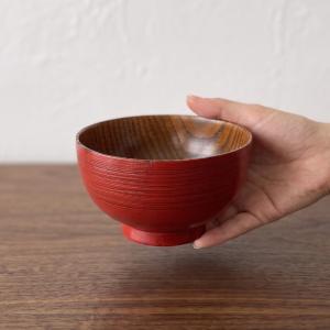 お椀 木製 汁椀 刷毛目 赤・黒 ペア セット...の詳細画像4