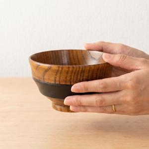 お椀 木製 汁椀 那智 刷毛目 黒・赤 ペア ...の詳細画像2