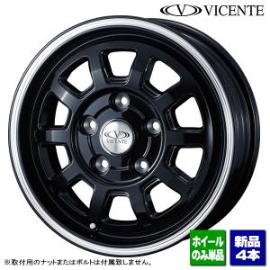 プロボックス/サクシード/etc 新品ホイールのみ4本 VICENTE06 PS 14インチ 5.0J +35 4H 100P BK ▲個人宅宛ては別途送料▲｜kit2motojyuku