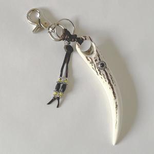 エゾシカの角で作られた 鹿角 キーホルダー Lサイズ 鹿の角 メンズ