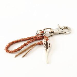 エゾシカの角で作られた 鹿角 キーホルダー 中サイズ KASHI002
