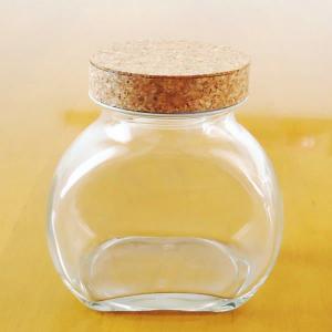 昭和初期、ガラス瓶アルミ叩き出し蓋付き ガラス瓶 ABKT6 スクリューキャップ付（コルク） 容器 びん 蓋