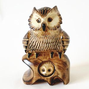 木彫り ふくろう 置物 槐 （えんじゅ）の木製 北海道 阿寒湖 民芸品