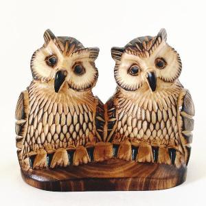 木彫り ふくろう 置物 槐 （えんじゅ）の木製 北海道 阿寒湖 民芸品