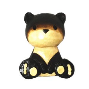 木製 マグネット サケ抱きクマ 木彫り 熊 くま ウッドカービング き