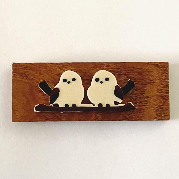 木製　シマエナガ　マグネット 　しまえなが 鳥 小鳥 ことり グッズ 雑貨 雪の妖精 プチ ギフト ...