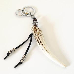 エゾシカの角で作られた 鹿角 キーホルダー Lサイズ 鹿の角 メンズ