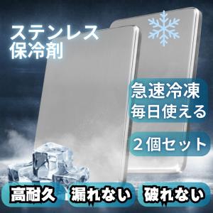 ステンレス 保冷剤 最強 長時間 薄型 強力 時短冷凍 蓄冷剤 お弁当 クーラーボックス キャンプ アウトドア 衛生的 2個セット