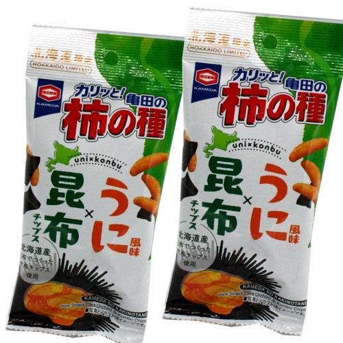 【ゆうパッケト便】＜送料込＞亀田製菓 北海道限定柿の種 うに風味×昆布チップス37ｇ×2袋 北海道 ...