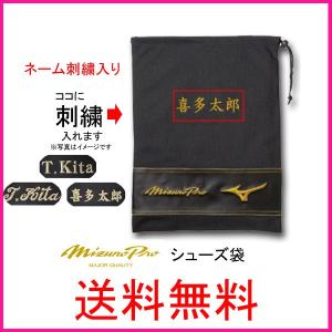 ネーム刺繍入りミズノプロ(mizuno pro)　シューズ袋　11GZ170000　なら　野球用品　収納　ケース