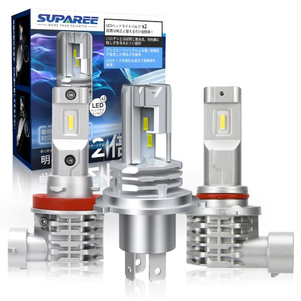 SUPAREE PRO H4 LEDヘッドライト HI/LO切替 ファンレス 車/バイク用 CREE...
