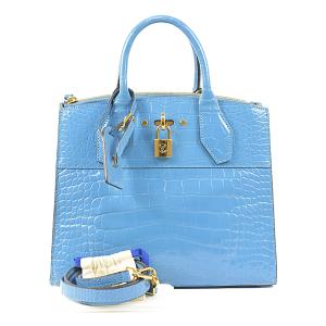 ルイ・ヴィトン 超豪華 クロコダイル シティスティーマー PM 2way トートバッグ ブルー G金具 LOUIS VUITTON　