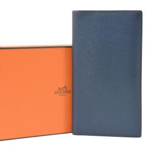 エルメス 美品 MC2 フレミング ヴェルソ メンズ 長財布 長札入れ エプソン ネイビー×ボルドー 2019年 D刻印 HERMES