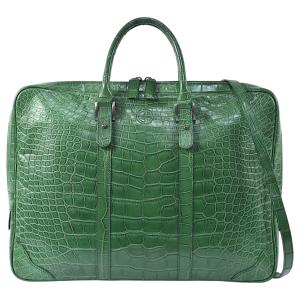 ジョルジオアルマーニ 極上の逸品 クロコダイル アリゲーター メンズ 2way ブリーフケース ビジネスバッグ 緑 帝王 GIORGIO ARMANI