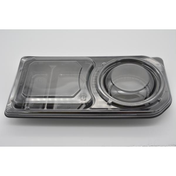 DL-30-15黒本体、部分内嵌合蓋セット 400セット 使い捨てカレー容器、スープ類、弁当、丼、め...