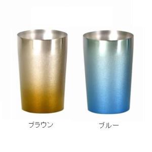 HORIE(ホリエ） 純チタン製 二重タンブラー　PREMIUM LIGHT(結晶華飾）ブラウン、ブルー(T-09-CK01/02)