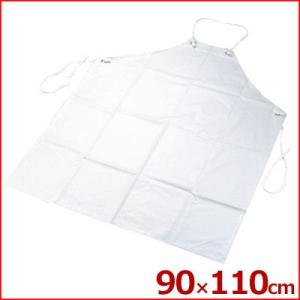 前掛け ビニール 胸付き 共ひも 幅90×丈110cm エプロン 作業 ビニール製 ビニール前掛け ...