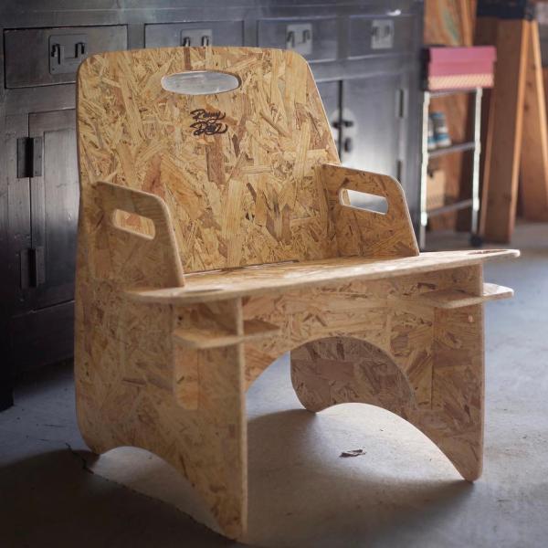 送料無料 osb合板 組立式 シングル チェア アウトドア 家具 キャンプ ガレージ