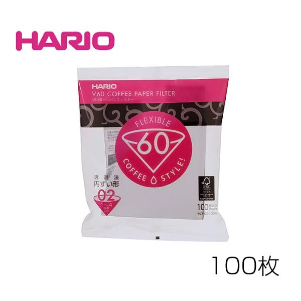 HARIO/ハリオ　V60用ペーパーフィルター02W（VCF-02-100W）　100枚