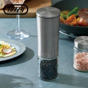ペッパーミル ソルトミル 電動 Toffy 傾けるだけ セラミック刃 乾電池式 ボトル 100ml ふた付き ステンレス おしゃれ シルバー K-EM1-SV ソルトミル【送料無料】