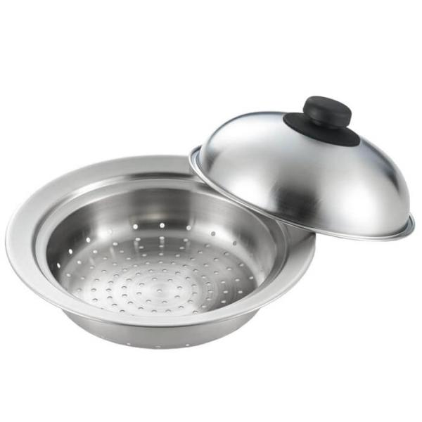 ヨシカワ お鍋に乗せて簡単蒸しプレート ドーム型 小 蒸し板 蓋付き 日本製