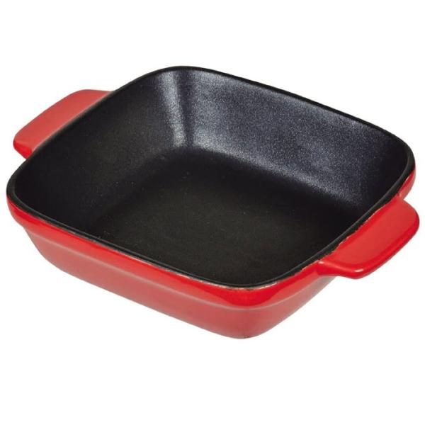 パール金属 L1821 オーブンシェフ 耐熱深型プレート  14×14cm(レッド)