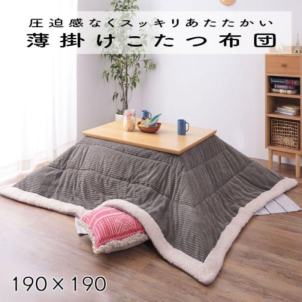 こたつ布団 薄掛け コタツ布団 正方形 KK-141GY グレー 正方形 190×190 防寒 シー...