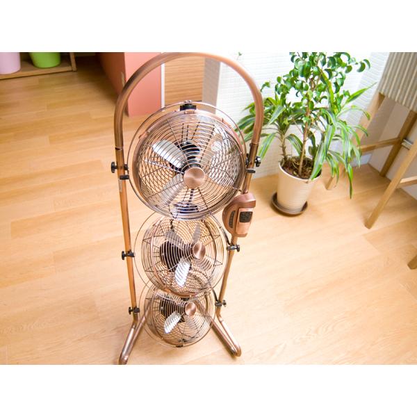 3連タワー型メタルBOX扇風機《アロマケース付き》（MBM-2381/ABM）＜ブロンズ＞