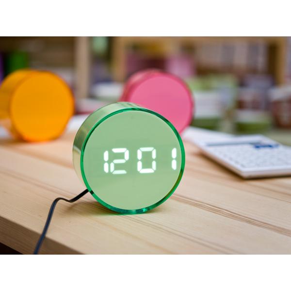 LED丸型アラームクロック（LED102GRWH）＜グリーン（ホワイトLED）＞