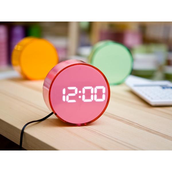 LED丸型アラームクロック（LED102PKWH）＜ピンク（ホワイトLED）＞