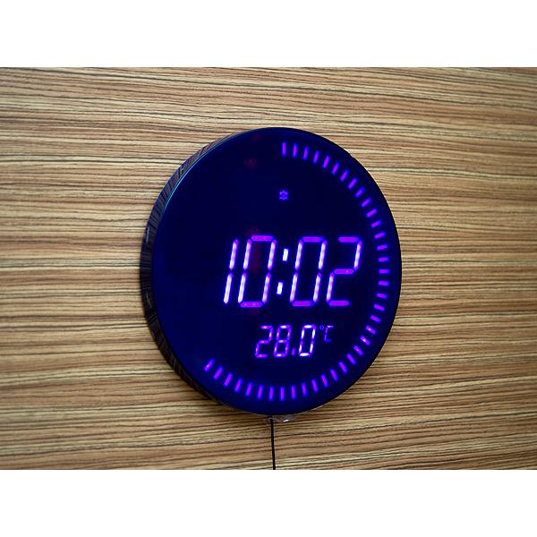 LED壁掛け丸型ウォールクロック　デジタルタイプ（LED002DBL）＜ブルー（ブルーLED）＞