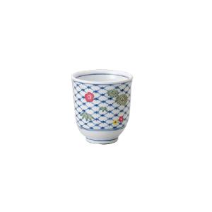 前畑　むすぶ　網絵（青）　湯のみ【日本製】 送料無料