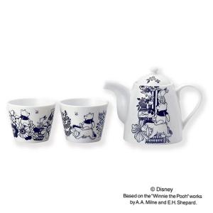 Disney ディズニー フラワープー モノトーン ペアティーセット（D-WP01） 【 前畑 Pooh  化粧箱入 ポット カップ 】｜kitchen