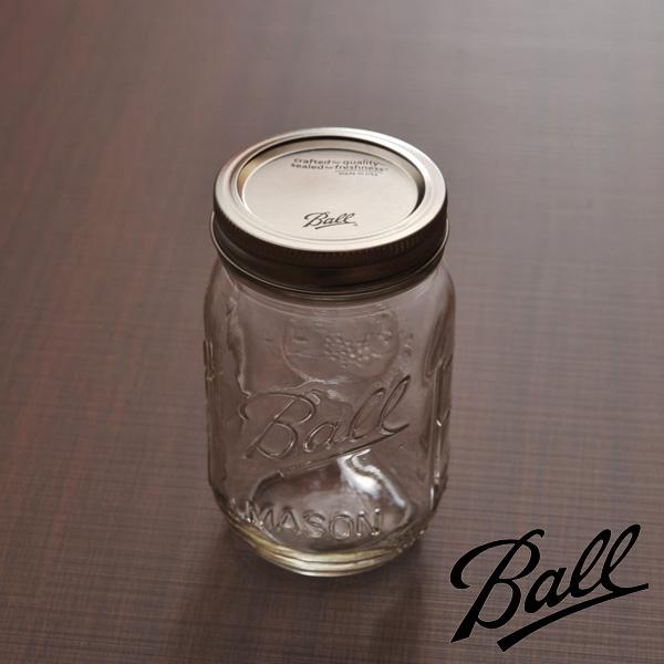 Ball メイソンジャー レギュラーマウス クリア 16oz 480mL 保存容器 （61000）