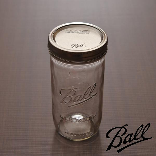 Ball メイソンジャー ワイドマウス クリア 24oz 720mL 保存容器 （65500）