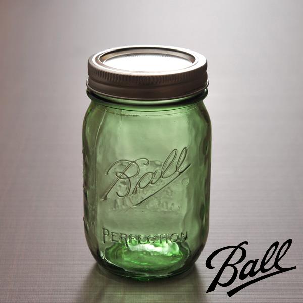 Ball メイソンジャー レギュラーマウス ヘリテイジコレクション グリーン 16oz 480mL ...