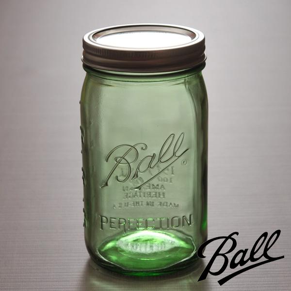 Ball メイソンジャー ワイドマウス ヘリテイジコレクション グリーン 32oz 960mL 保存...