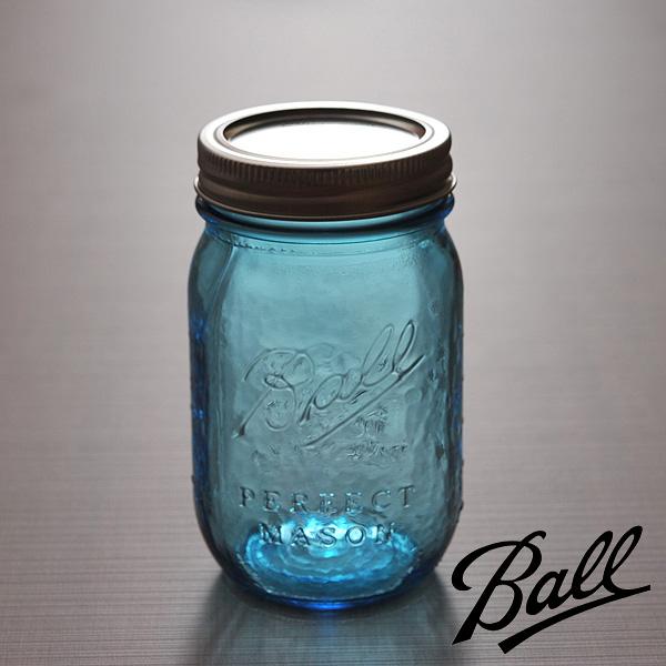 Ball メイソンジャー レギュラーマウス ヘリテイジコレクション ブルー 16oz 480mL 保...