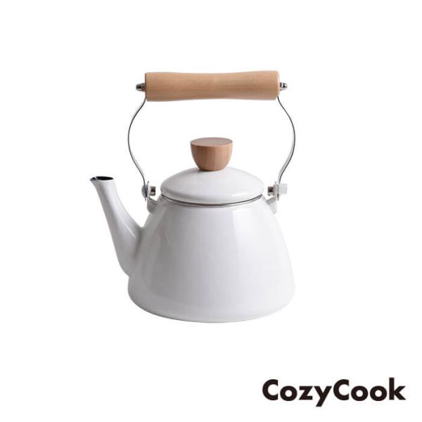 ホーロー ケトル コージークック 小ぶり 1.4L ホワイト やかん cozy cook 天然木 取...