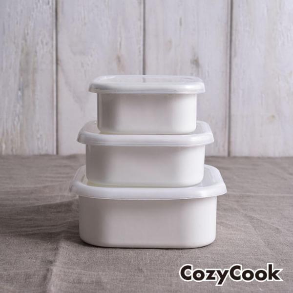 【3点セット】ホーロー容器 コージークック ホーロー 保存容器 スクエア S・M・L セット 保存容...