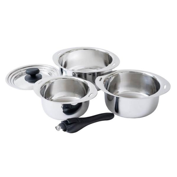 宮崎製作所 鍋セット 十得鍋 ソースポットセット (16・18・20cm、兼用蓋、片手ハンドル) J...