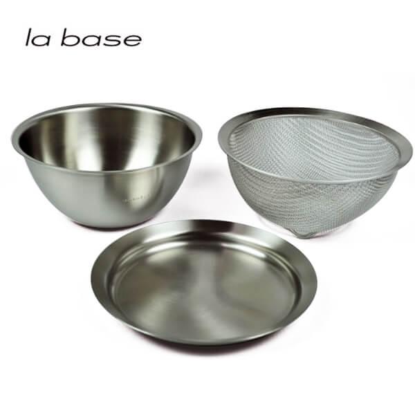 ラバーゼ la base 丸ざる＆ボウル＆ステンレスプレート 3点セット 小 キッチン 下ごしらえ ...