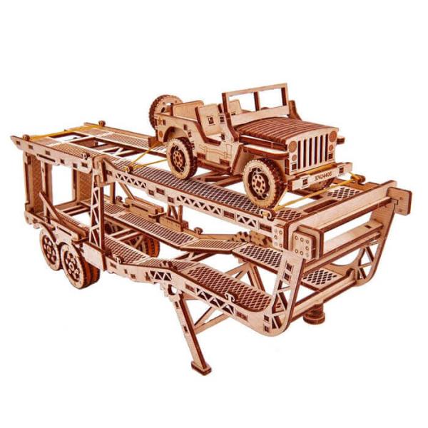Woodtrick ウッドトリック ビッグリグ用カートレーラー 木製3Dパズル Car traile...