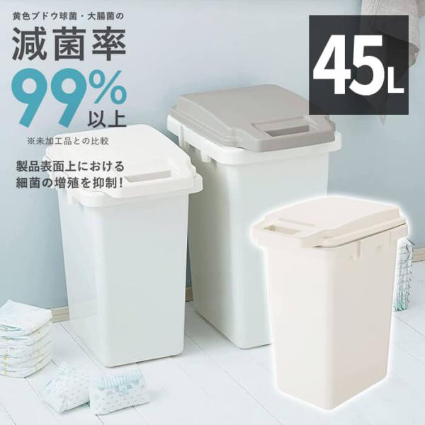 リス 抗菌ペール 防臭 ゴミ箱 45L W  ホワイト GBED017 ゴミ箱 ごみ箱