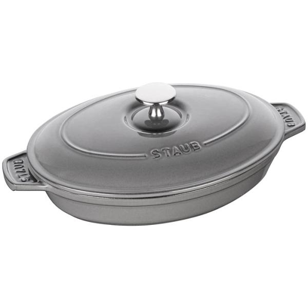 ストウブ ( staub )  オーバルホットプレート（蓋付） 23cm グレー40509-581