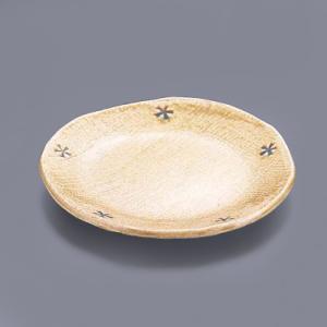 黄瀬戸印花4.0丸皿 T03-97 直径130×H15mm