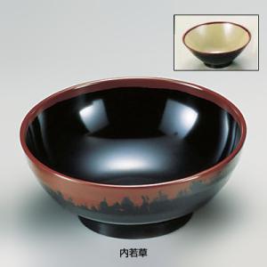 メラミン「長次郎窯」 AN-70G そば丼（特大） 1350c.c. ＜内若草＞